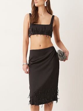 NWT’s Mango Embellished Black Crop Top Size L